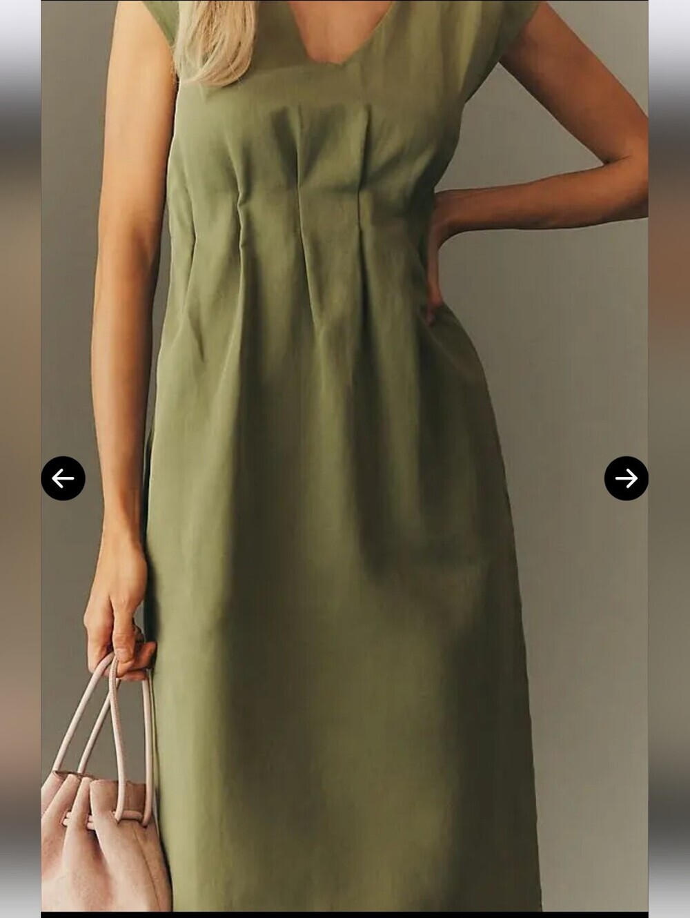 Anthropologie NWTs Maeve Linen Blend Short-Sleeve Waisted Midi Dress - Picture 2 of 4